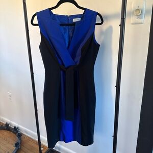 Calvin Klein Black & Royal Blue Sleeveless Sheath Dress